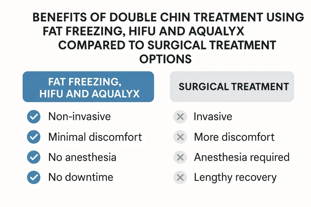 Graphic about the benefits of double chin treatment Lower Feltham - from LA LIPO