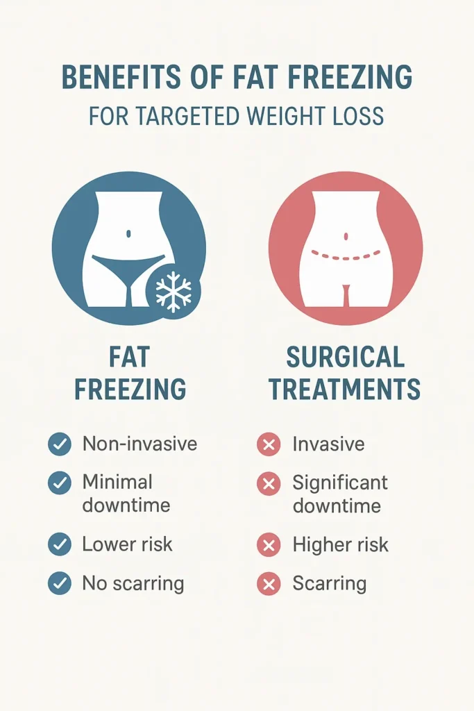 graphic showing the benefits of fat freezing Lower Feltham