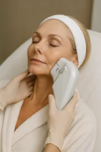Woman receiving HIFU non surgical facelift treatment Lower Feltham